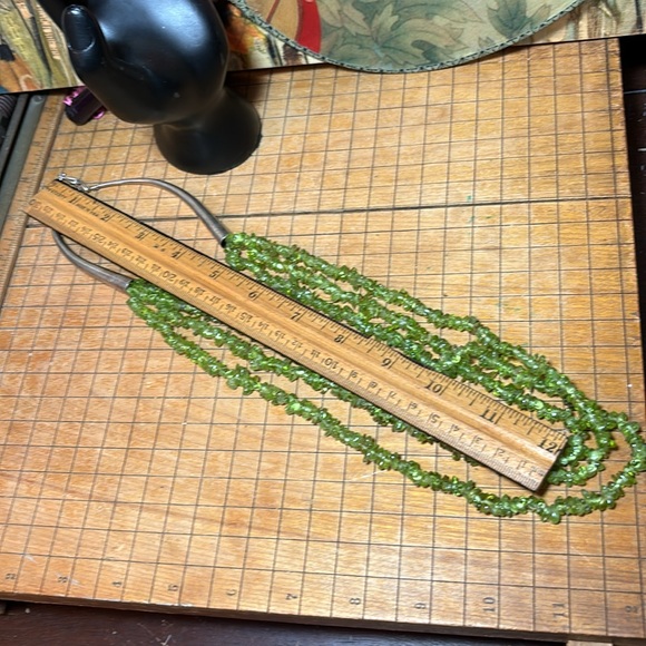 Peridot 24”L 3 Strand Necklace Navajo Native American Silver Cone Clasp EVC - Picture 10 of 10